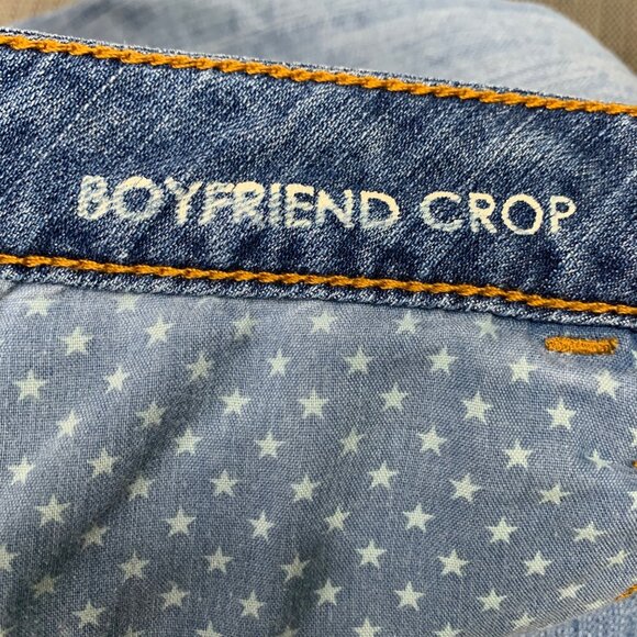 Stylus Womens Size 31/12 Blue Boyfriend Crop Jeans Light Wash Distressed Denim - Picture 3 of 12